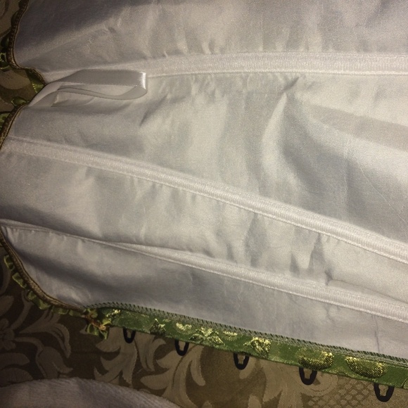 Ladies sexy cotton corset, brocade green, satin ribbons, with boning size M - Picture 8 of 8